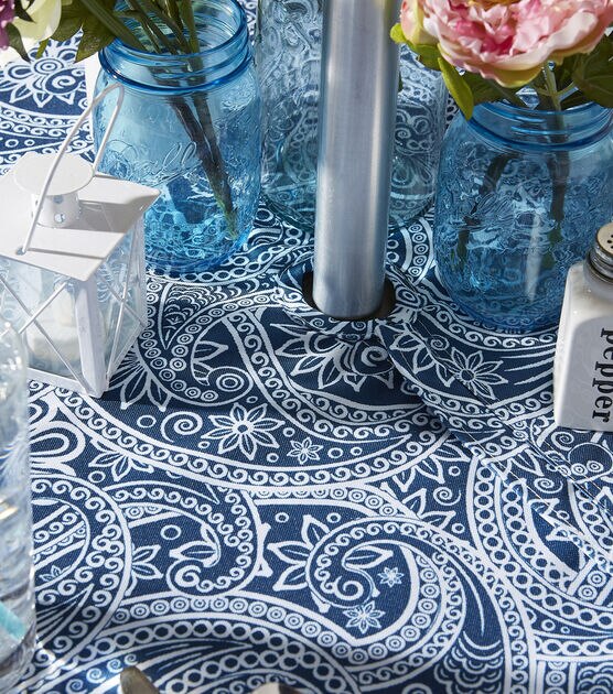 Design Imports Paisley Outdoor Tablecloth with Zipper 84", , hi-res, image 7