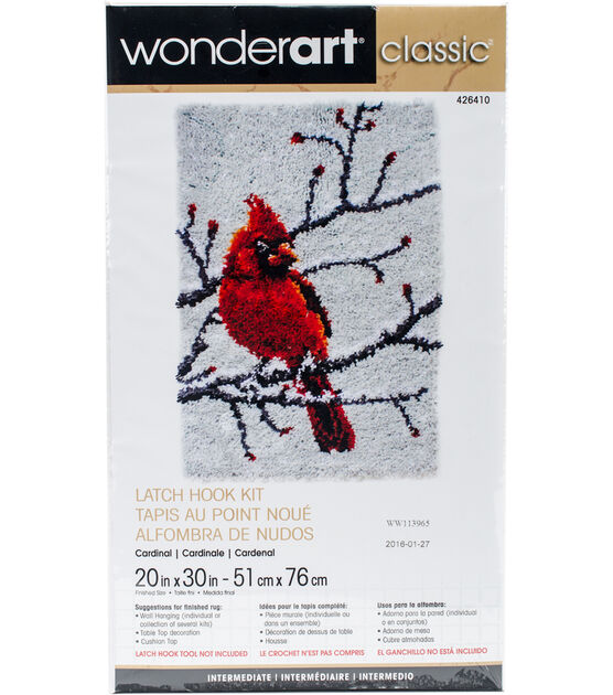 Wonderart Classic Latch Hook Kit 20"X30" Cardinal