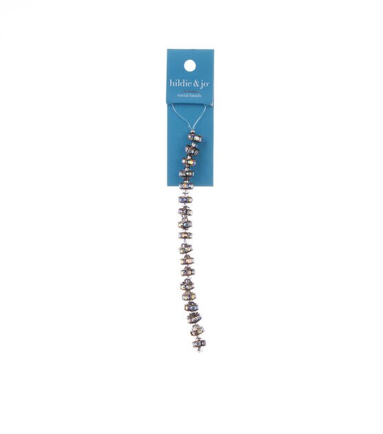4.5 Silver Plated Metal Rhinestone Spacer Beads 22pk by hildie & jo