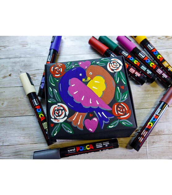 Vibrant Set of 5 Uni Posca Paint Marker Pens | Metallic Colours | Medium  Tip | Multi-Surface Art Pen