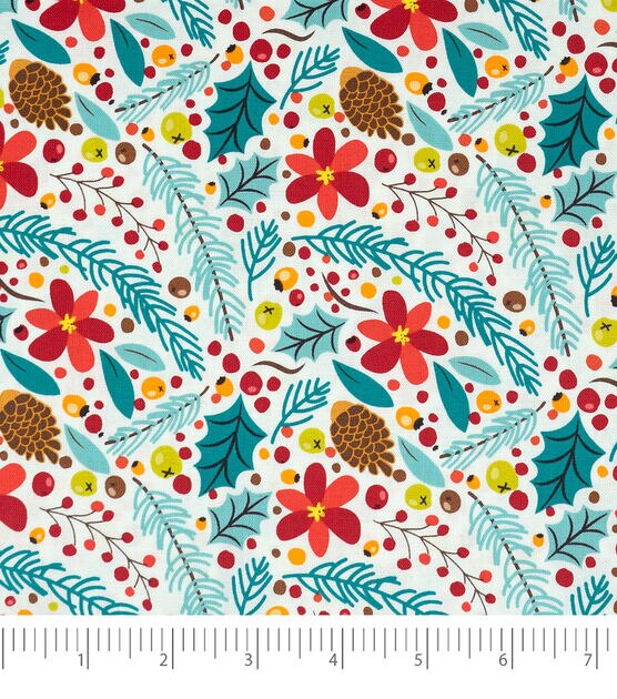 Singer 18" x 21" Floral & Leaf Christmas Cotton Fabric Quarters 5ct, , hi-res, image 2