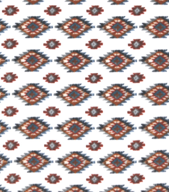 Lodge Aztec Pattern on White Anti Pill Fleece Fabric, , hi-res, image 2