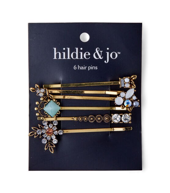 6pk Gold Multi Stone Hairpins by hildie & jo