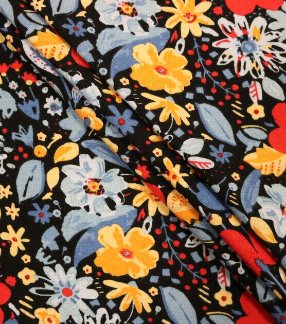 Red Blue Floral Super Snuggle Flannel Fabric, , hi-res, image 2
