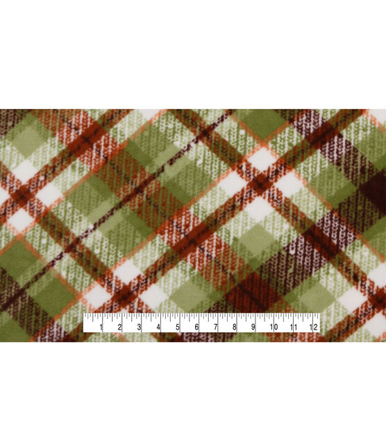 Green & Brown Plaid Anti Pill Fleece Fabric, , hi-res, image 4