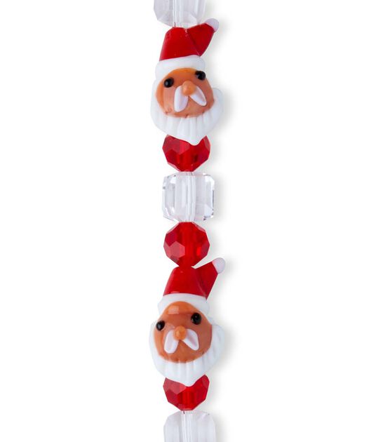 7" Christmas Red Santa Claus Glass Strung Beads by hildie & jo, , hi-res, image 3