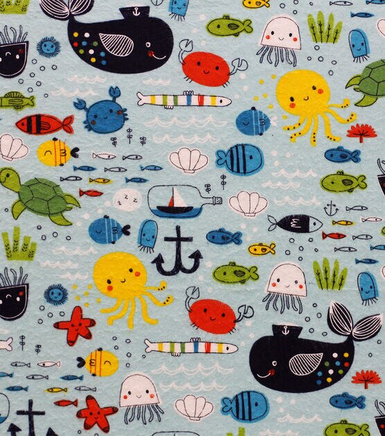 Baby Sea Creatures Super Snuggle Flannel Fabric