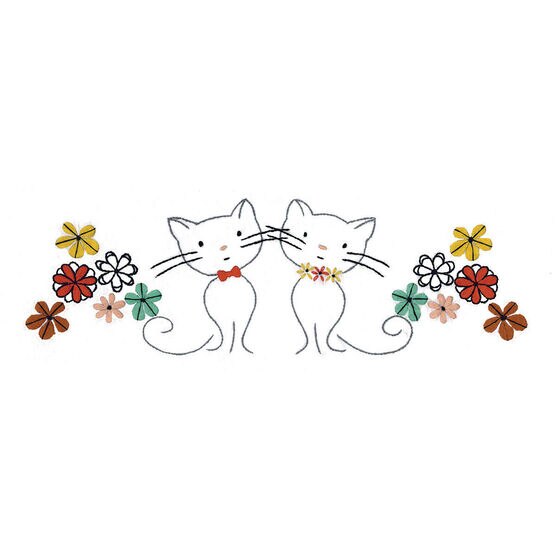 Design Works 30" x 20" Retro Cats Stamped Embroidery Pillowcases 2pk