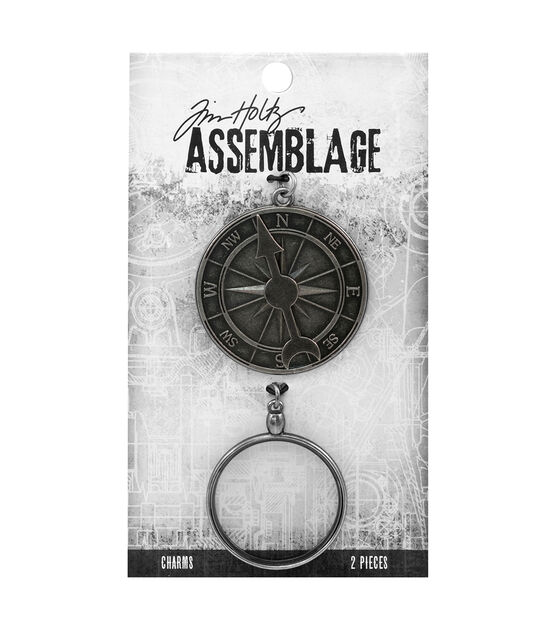 Tim Holtz Assemblage 2ct Compass & Monocle Charms