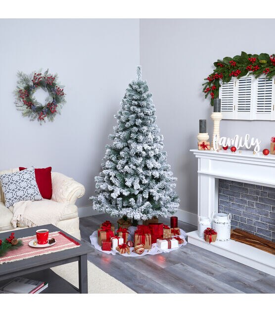 Nearly Natural 6' Unlit Flocked Virginia Fir Artificial Christmas Tree, , hi-res, image 6