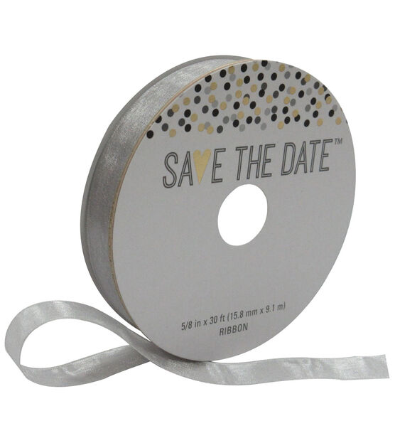 Save the Date 5/8'' X 30' Ribbon Gray Sheer