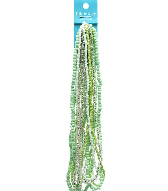 14" Green Glass Seed Bead Strand by hildie & jo