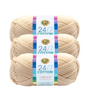  Lion Brand 24/7 Cotton Yarn, Yarn for Knitting, Crocheting, and  Crafts, Magenta, 3 Pack