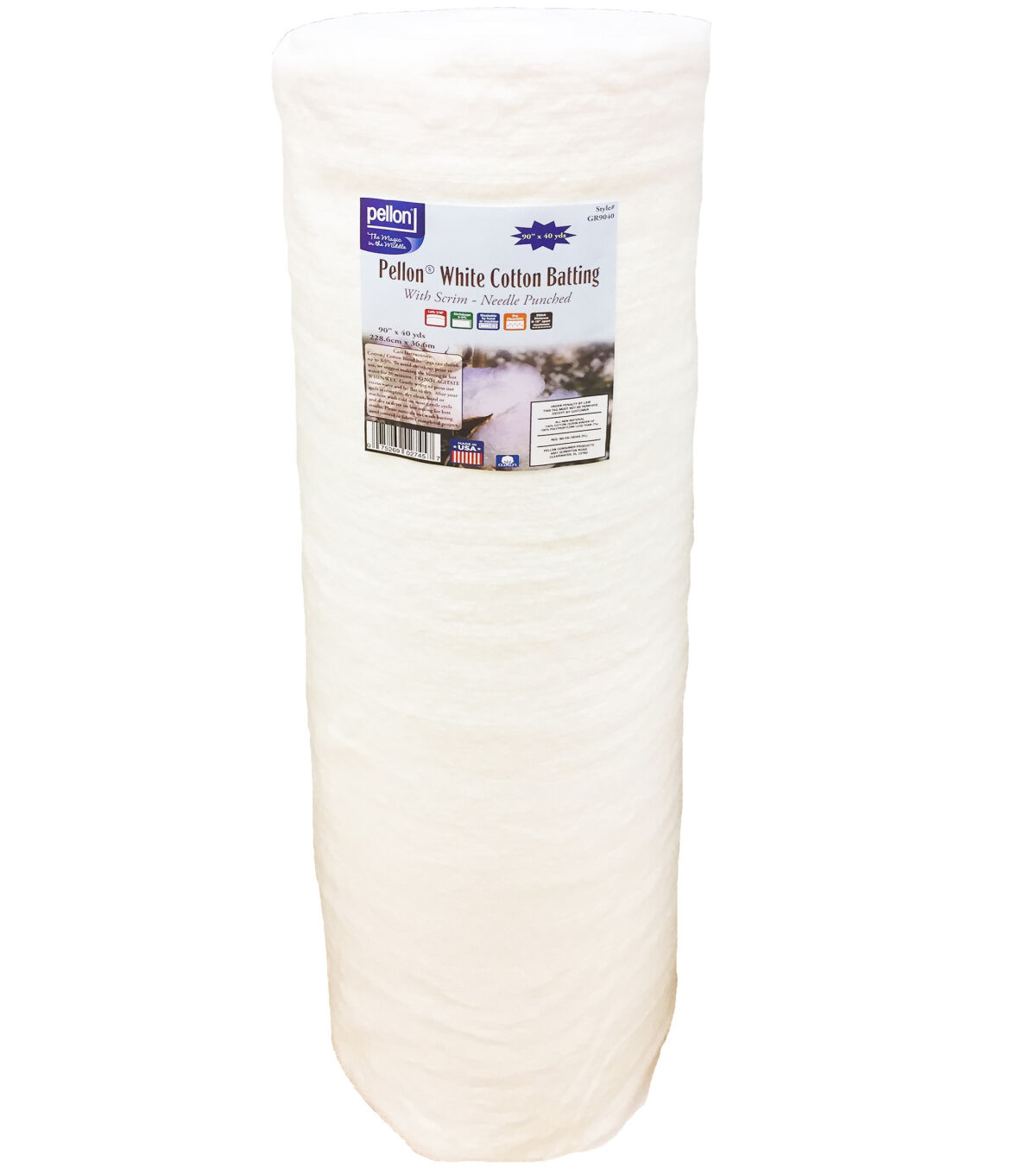 96 by 108 Pellon W-96 Queen Size Wool Batting White