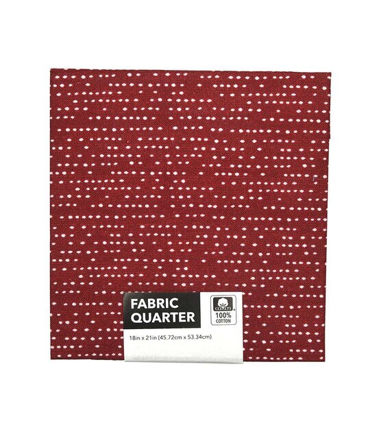 18" x 21" Dot Lines on Red Cotton Fabric Quarter 1pc by Keepsake Calico