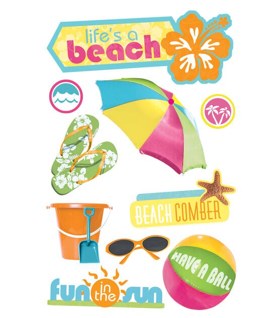 Life's a Beach 3 D Stickers