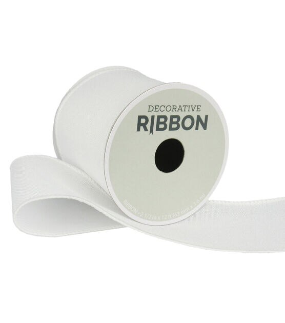 Save the Date Faux Linen Decorative Ribbon 2.5''x12' White
