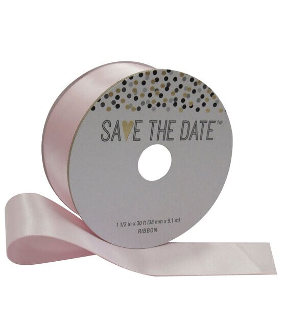 Save the Date 1.5'' X 30' Ribbon Pink Satin
