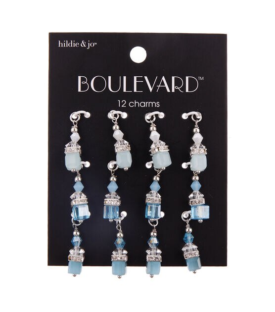12ct Sky Blue Glass & Iron Dangle Charms by hildie & jo