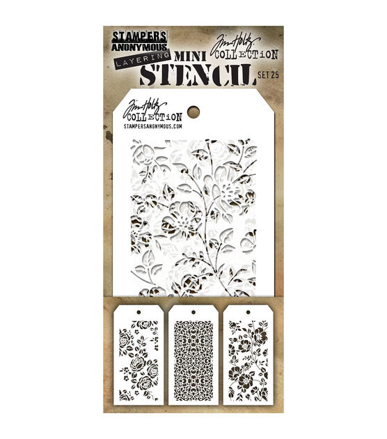 Stampers Anonymous Tim Holtz #25 Mini Layering Stencil Set 3ct