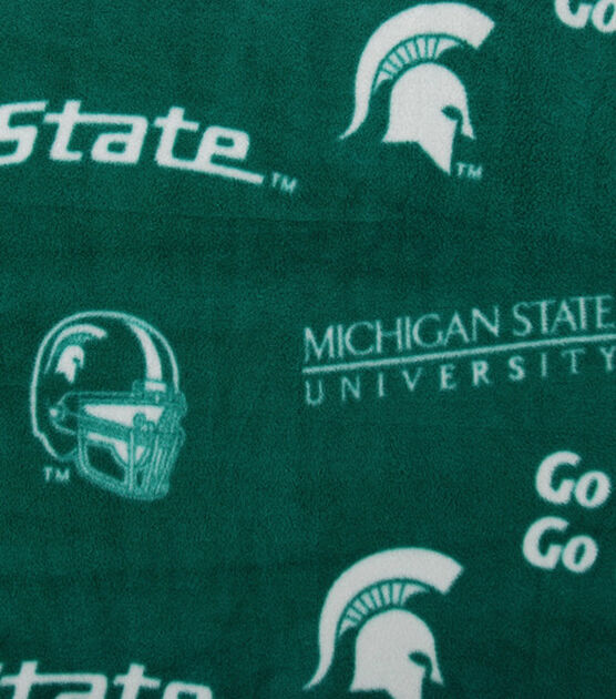 Michigan State University Spartans Fleece Fabric Green