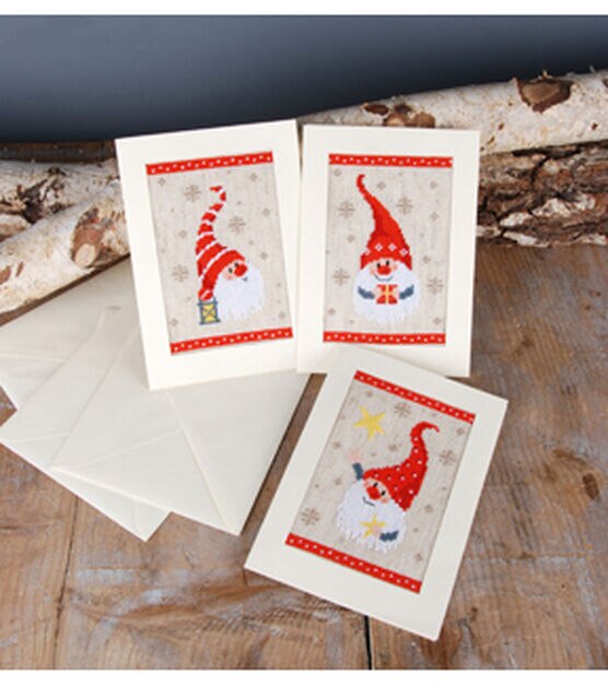 Vervaco 4" x 6" Christmas Gnomes Greeting Card Cross Stitch Kit 3ct, , hi-res, image 7