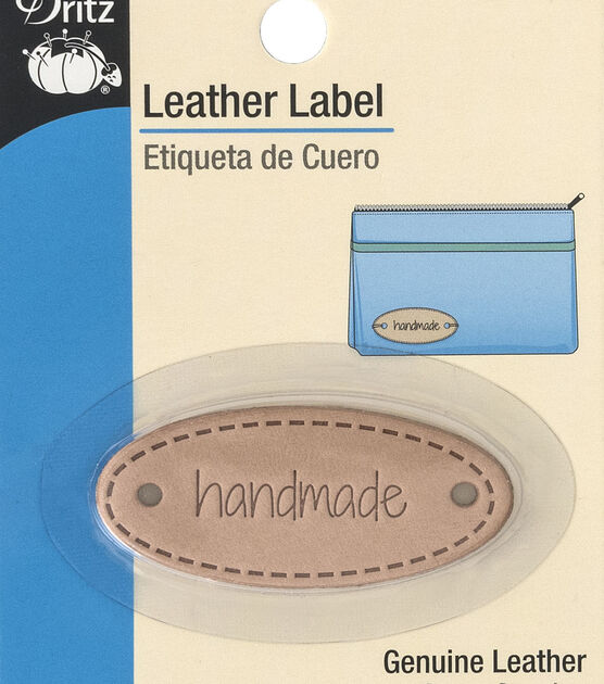 Dritz Oval "handmade" Leather Label, Neutral Color