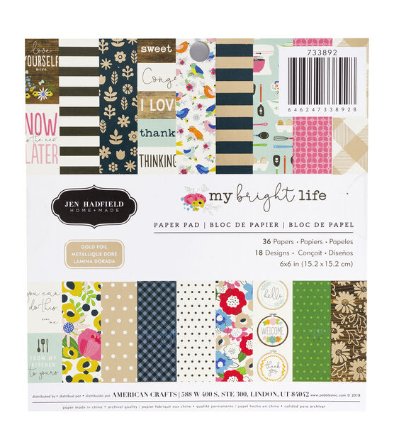 Pebbles 36 Sheet 6" x 6" My Bright Life Cardstock Paper Pack