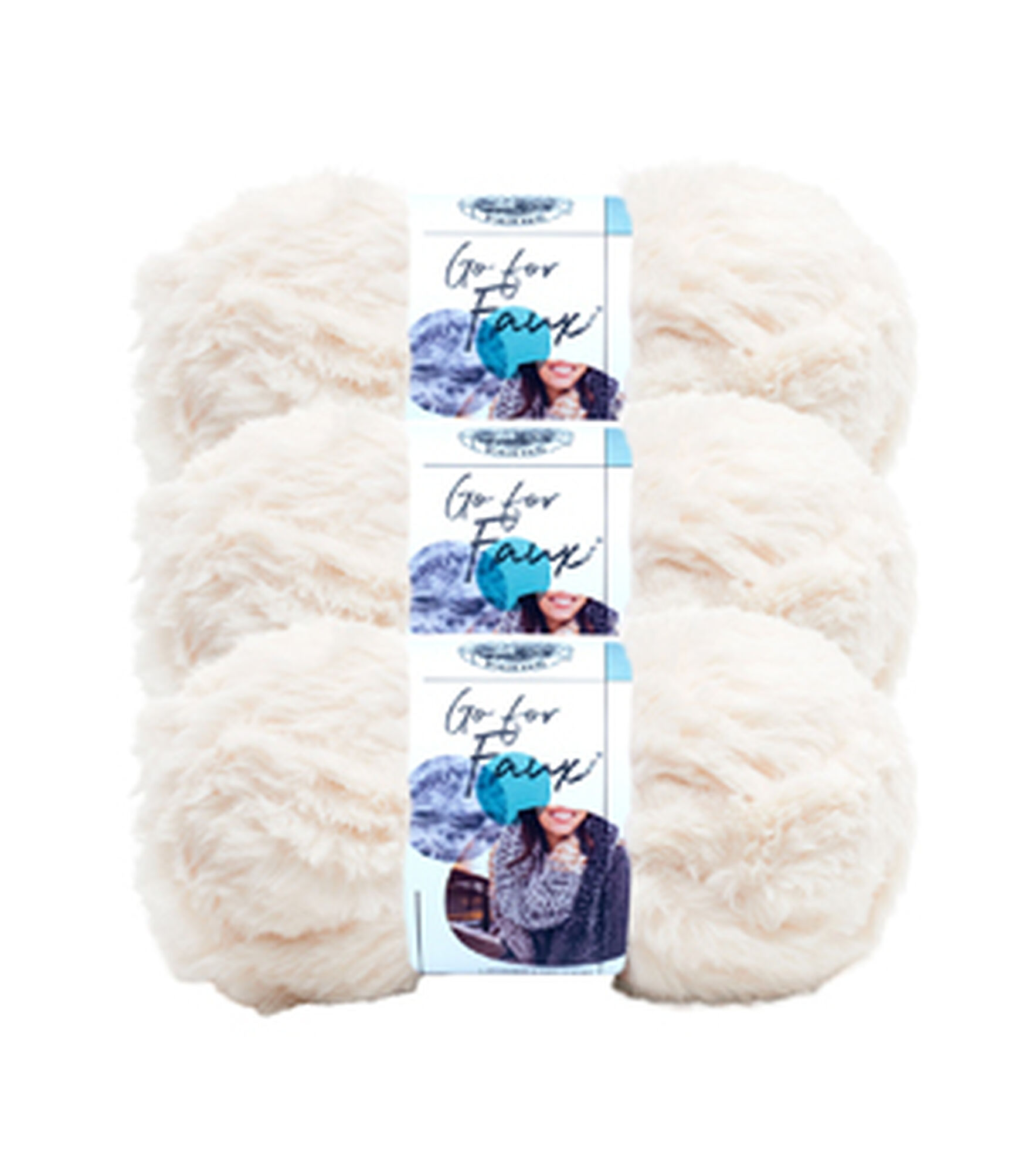 Lion Brand Go For Faux 24yds Jumbo Polyester Yarn 3 Bundle, Baked Alaska, hi-res