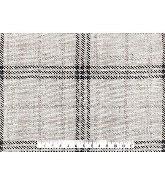 Cream Plaid Cotton Canvas Fabric, , hi-res, image 4