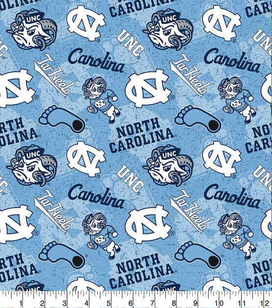 University of North Carolina Tar Heels Cotton Fabric Tone on Tone