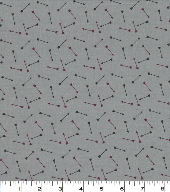 Mini Arrows on Gray Quilt Cotton Fabric by Quilter's Showcase