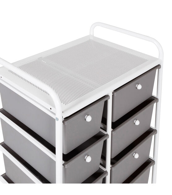 Honey Can Do 21.5" x 30.5" White & Gray Plastic 8 Drawer Storage Cart, , hi-res, image 5