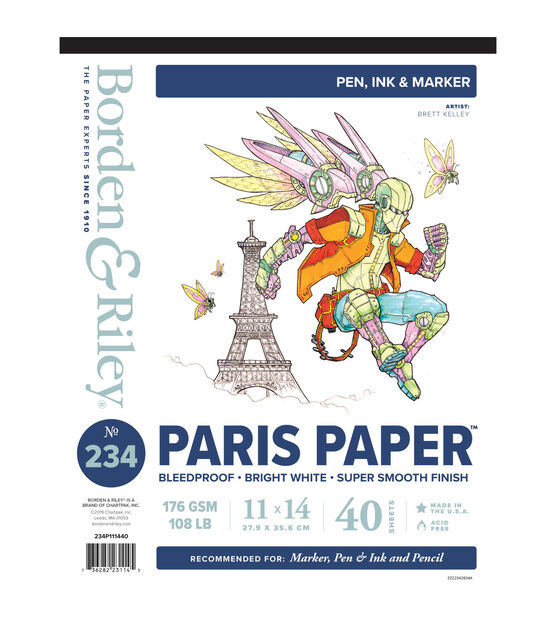 Borden & Riley #234 Paris Bleedproof Paper for Pen Pad 11" x 14" 40sheet