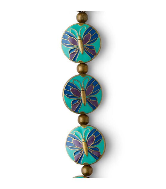 7" Oxidized Brass Butterfly Metal Enamel Strung Beads by hildie & jo, , hi-res, image 3