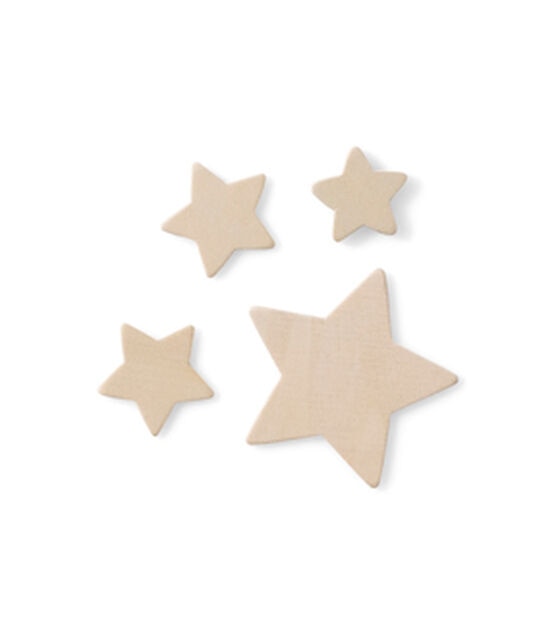6 Wooden puffy Stars 2 1/4