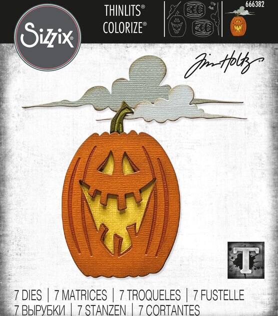 Tim Holtz Sizzix 10ct Halloween Edison Pumpkin Thinlits Dies