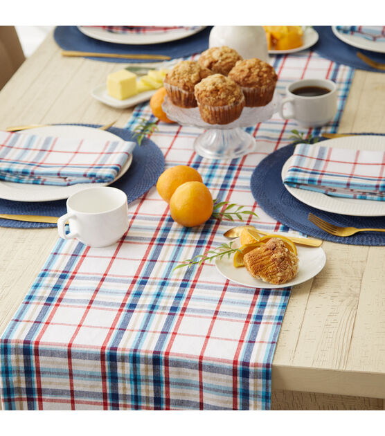 Design Imports Lighthouse Plaid Table Runner 14X72, , hi-res, image 6