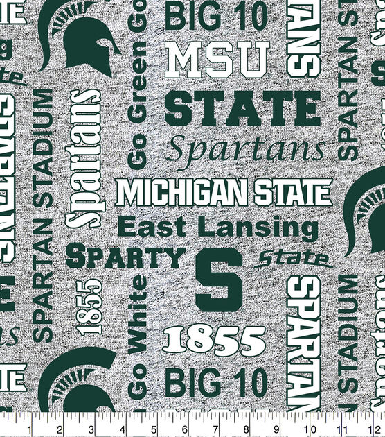 Michigan State Spartans Fleece Fabric Heather Verbiage, , hi-res, image 2