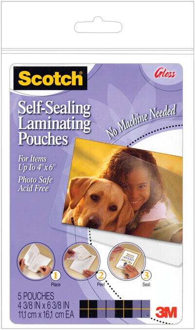 Scotch Self Sealing Laminating Pouches 5 Pkg 4"X6"