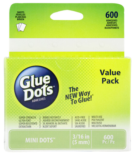 Glue Dots 3/16" Dots School Value Pack 600PK Mini