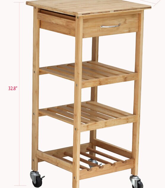 Oceanstar 14.5" Bamboo Kitchen Trolley, , hi-res, image 8