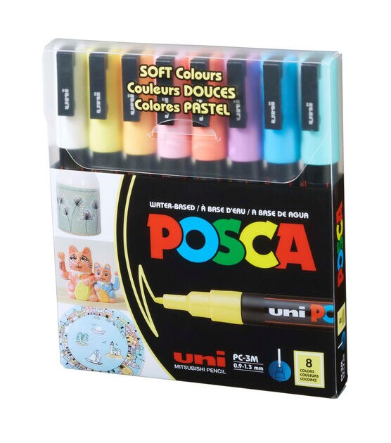POSCA 8 Color Paint Marker Set PC-3M Fine Soft Colors, , hi-res, image 3