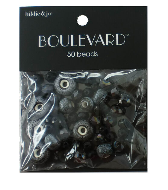 50pc Black & Gray Mixed Glass Beads by hildie & jo