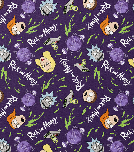 Rick & Morty Action Cotton Fabric, , hi-res, image 2