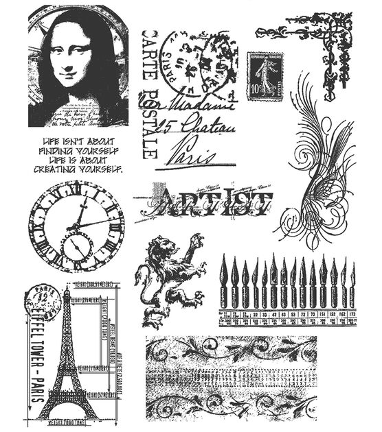 Tim Holtz 8.5" x 7" France Cling Rubber Stamp Sheet