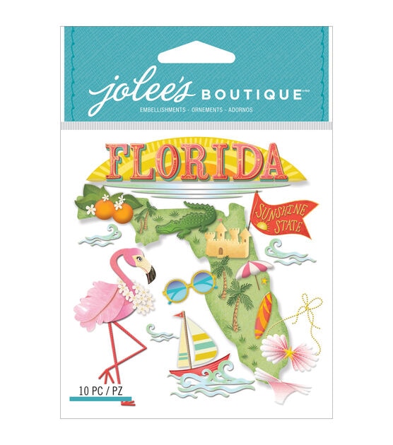Jolee's Boutique 10 Pack Dimensional Stickers Florida