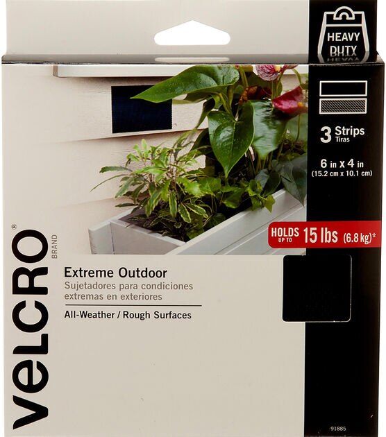 Velcro Brand Extreme Outdoor Strips 4x6 3/Pkg Black