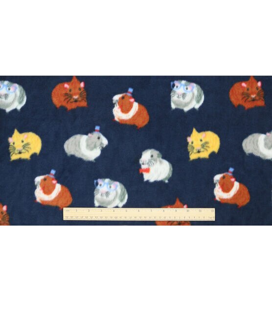 Gerbil on Blue Anti Pill Fleece Fabric, , hi-res, image 4