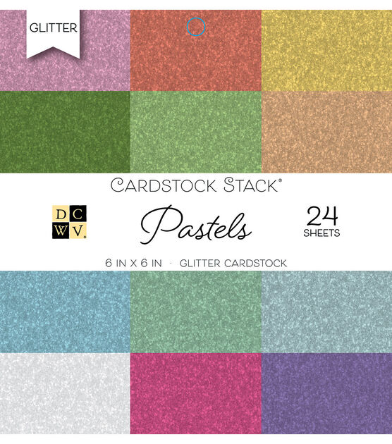 DCWV 24 Sheet 6" x 6" Pastel Glitter Cardstock Pack
